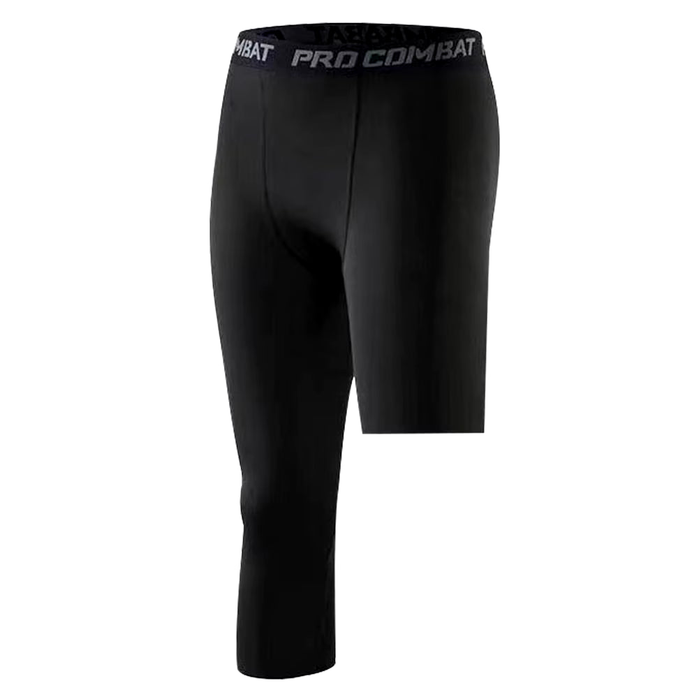 Men'S Sports Compression Pantsleg Basketball Tights Athletic Workout Trousers Quick Dry Sports Cropped Tights Easy to W
