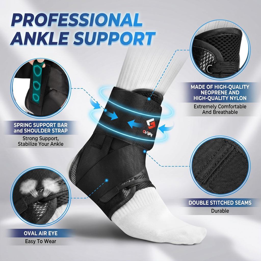 Ankle Brace for Sprained Ankle, Quick Lace up Ankle Brace Support Women Men, Foot Brace Ankle for Plantar Fasciitis Relief and Achilles Tendonitis Wrap, Injury Recover, Running, Sports RED- S