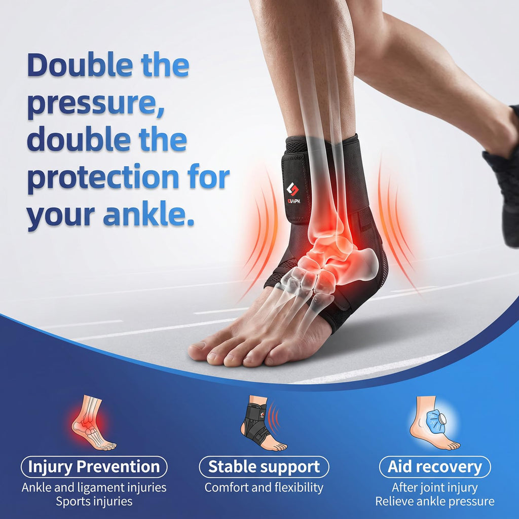 Ankle Brace for Sprained Ankle, Quick Lace up Ankle Brace Support Women Men, Foot Brace Ankle for Plantar Fasciitis Relief and Achilles Tendonitis Wrap, Injury Recover, Running, Sports RED- S