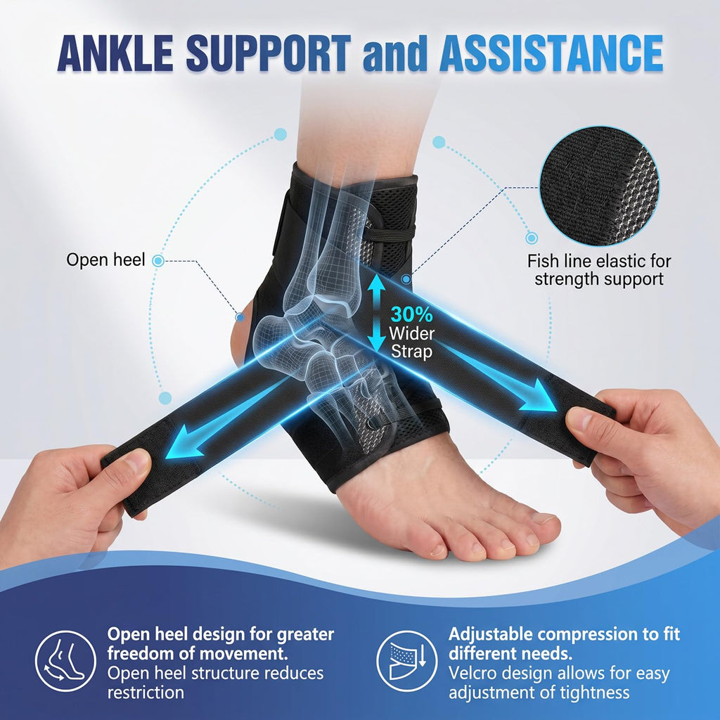 Ankle Brace for Sprained Ankle, Quick Lace up Ankle Brace Support Women Men, Foot Brace Ankle for Plantar Fasciitis Relief and Achilles Tendonitis Wrap, Injury Recover, Running, Sports RED- S