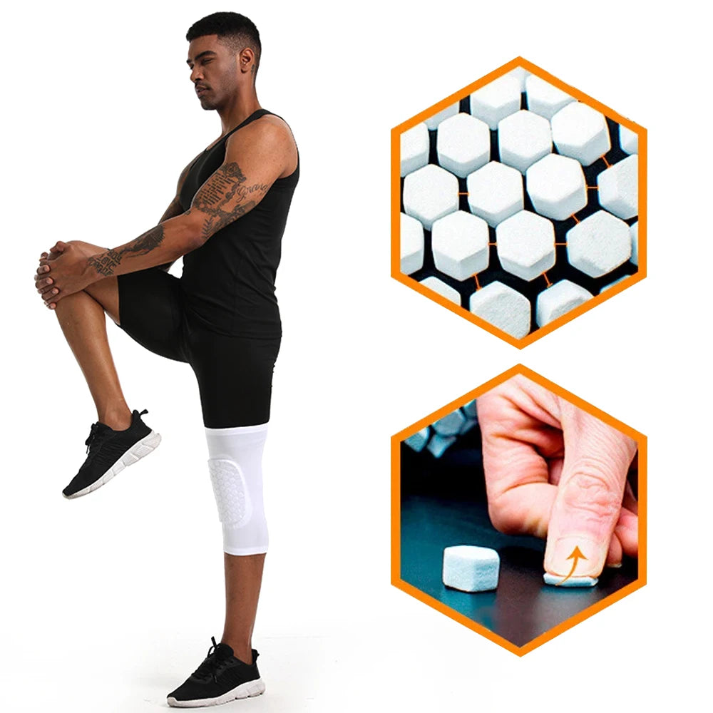1Pcs Basketball Volleyball Knee Pad Honeycomb Foam Support Compression Leg Sleeve Knee Brace Support Sports Fitness Equipmet